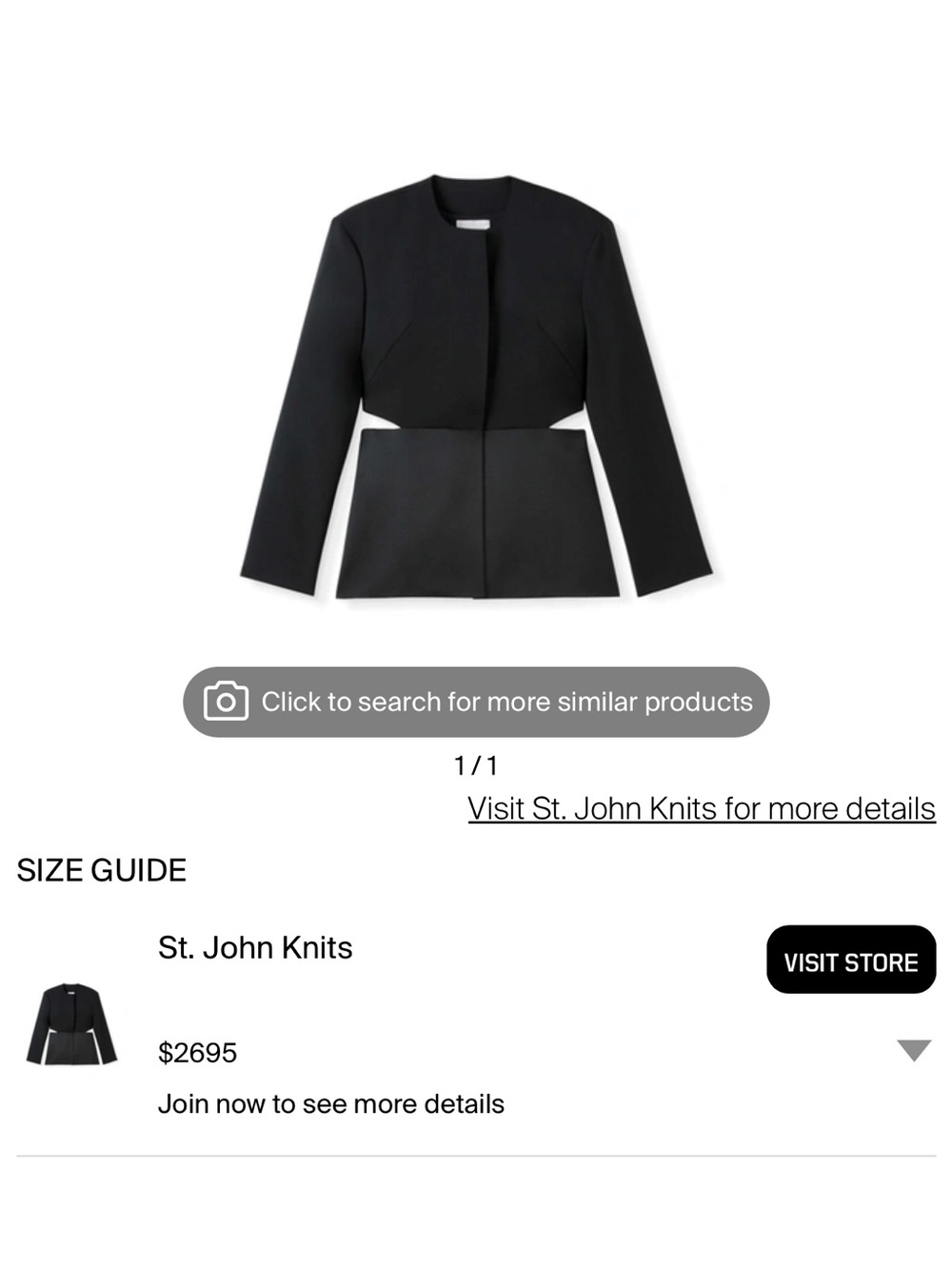 St. John Black Cropped Open-Front Peplum Jacket